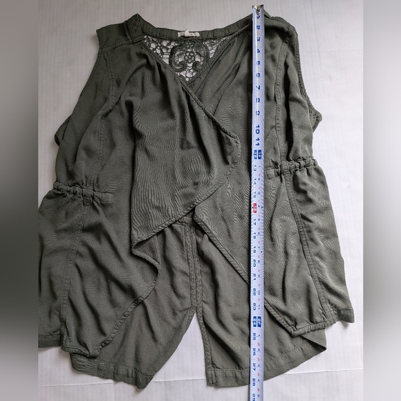 Maurice's Army Green Sleeveless Cardigan Vest - Picture 5 of 13